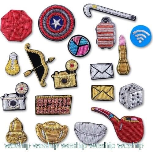 DIY New High quality 3D Hand embroidered badges camera/envelope/pipe Armband applique for Coat Trousers Bag Brooch