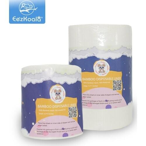 EezKoala 1pc Disposable Diapers Liners Biodegradable & Flushable Nappy Liners Cloth Diaper Liners 100% Bamboo Rayon Insert