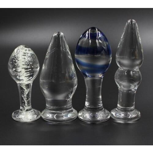 4 Types Glass Crystal Dildo Anal Butt Plug Luminous Transparent Sex Toys for Woman Men Adult Sex