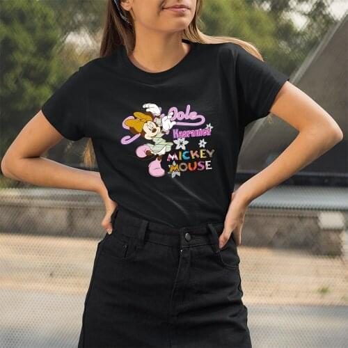 T Shirt Women Summer New Products Disney Series Fashion Casual Style Comfortable Dropship Black White Tees Minnie Mouse Printing