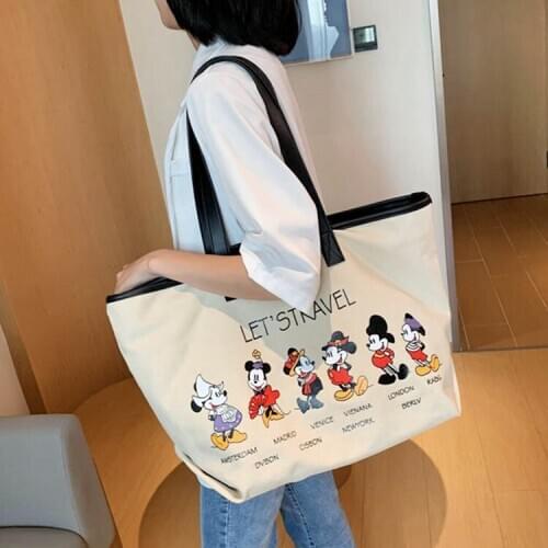Disney Mickey cartoon canvas handbag Minnie ladies mens messenger bag large capacity shoulder bag