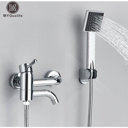 MYQualife Chrome Bathroom Faucet 2 Function Bathtub Facuet Wall Mounting Cold and Hot Shower Faucet