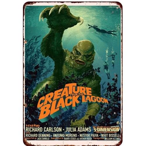 Isaric Tin Sign Creature from The Black Lagoon Movie Poster Reproduction Metal Sign 8 x 12