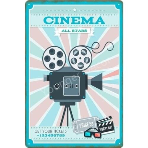 Cinema Poster Film Movie Tickets Metal Tin Signs Shop Market Restaurant Drive-in Hotel Paintings Sticker Wall Decor YI-199
