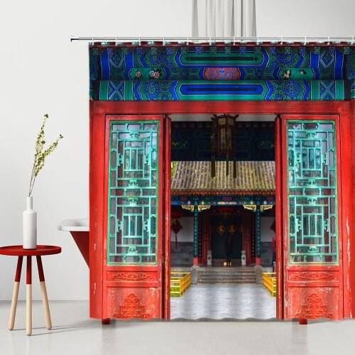 Chinese Curtains Chinese Wooden Door Bathroom Curtain Set Curtains In The Bedroom Fabric Shower Curtain Bedroom Decoration