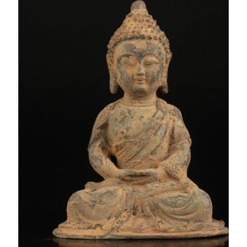 Collectable Vintage Old Bronze Casting Worship Amitabha Buddha Statue