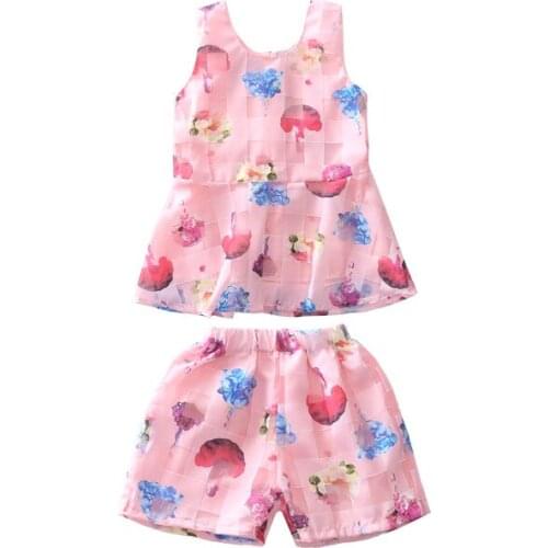 2pcs Children Clothing Sets Princess Print Outfit 4 6 8 9 10 12 14 Years Kids Chiffon Vest tops and pants Girl Clothes Suits