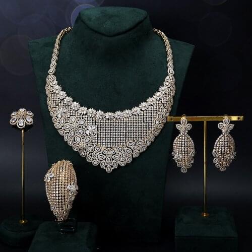 TIRIM Luxury Elegant Bridal Necklace Set for Women Cubic Zirconia Wedding Jewelry Sets African Brides Accessories Jewelry