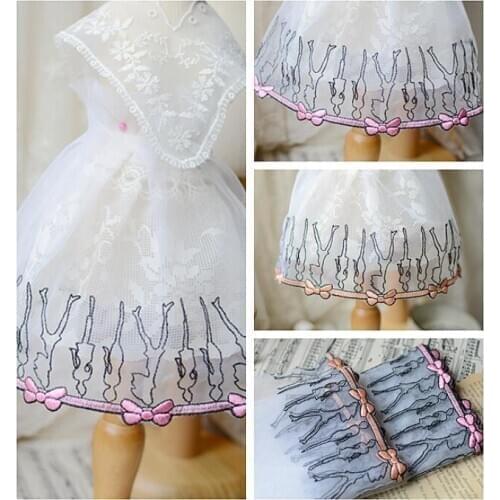 3meter/lot width 19CM lace accessories Creative pink orange mesh single-sided embroidery lace /clothing lace accessories SC571