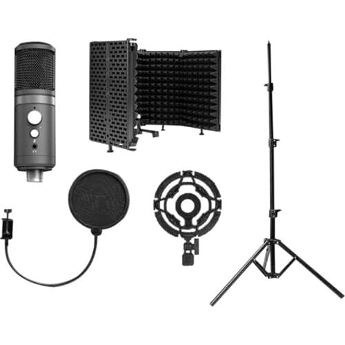 Microphone + Floor Stand + Sound Insulation Cotton + Plastic Shockproof Frame + Blowout Net Set