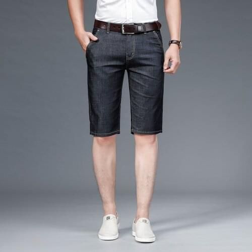 2021 summer new Mens slim short jeans Fashion casual cotton stretch shorts denim men Black blue light blue