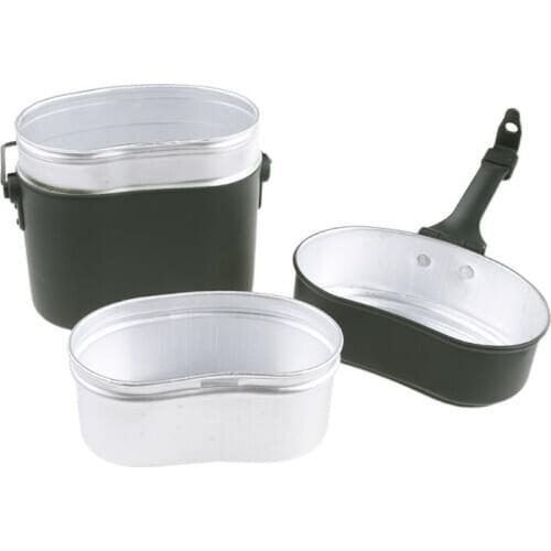 Germany Military Green 3pcs in 1 Camping Cookware Cook Set Hiking Survival Lunch Boxes Pot/Bowl