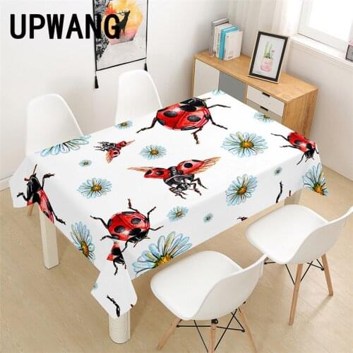 Ladybug Insect Tablecloth 3D Printed Table Cover Rectangular Tablecloth Wedding Birthday Party Kitchen Home Decor