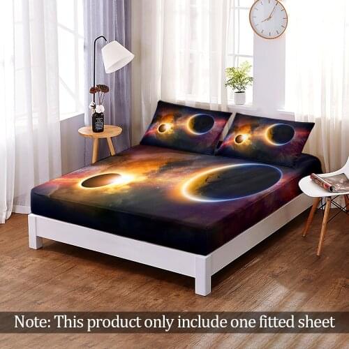 Universe Starry sky Fitted Sheet For Bed with four corners and elastic band sheets Mattress Cover Protector Allow Custom