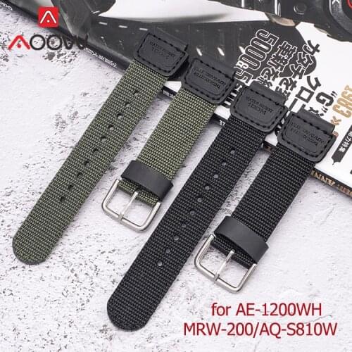 Nylon Leather Strap for Casio AE-1200WH AQ-S810W MRW-200 Stainless Steel Buckle 18mm Canvas Replacement Band Watch Accessories