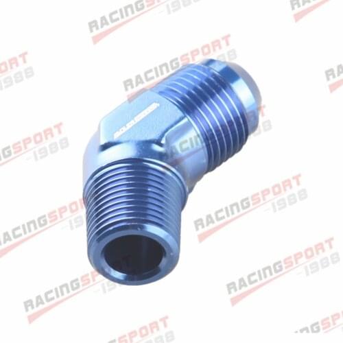 New 8AN -8AN Male To 3/8" NPT 45 Degree Fitting Adapter Aluminum Alloy Blue