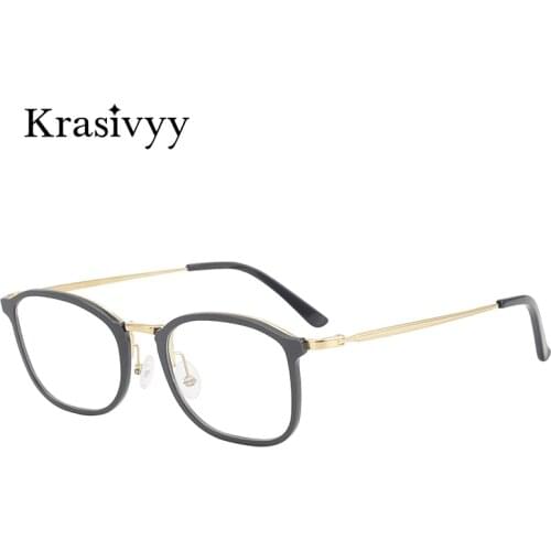 Krasivyy Acetate Titanium Glasses Frame Women Brand Designer Optical Prescription Eyeglasses Men Korean Full-Frame Eyewear 2021