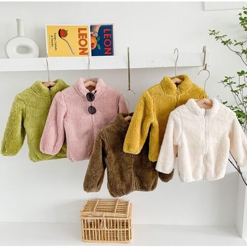 2 3 4 5 6 Years Toddler Kids Coat Unisex Child Casual Solid Autumn Jacket Girls Warm Lamb Wool Coat Baby Boy Winter Clothes 2020