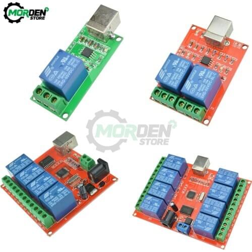 5V 12V Square USB Relay Module Board 1 2 4 8 Channel Control Switch Programmable Computer Control For Smart Home PC