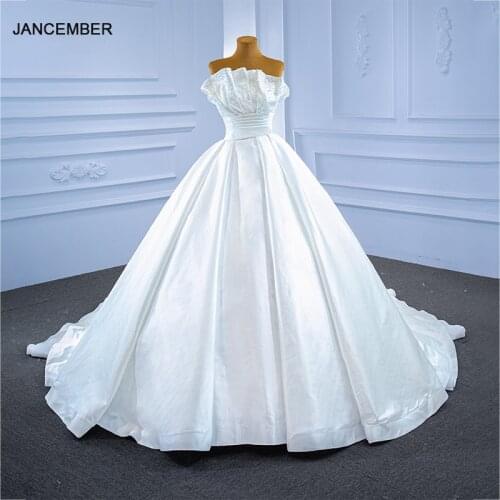 RSM67267 White Shell Tube Top Wedding Dress Bridal Gown Frill 2021 New Simple Banquet Pearl Decoration Vestidos Casamento