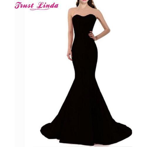 Sexy Sweetheart Black Mermaid Bridesmaid Dresses Simple Long Prom Gowns