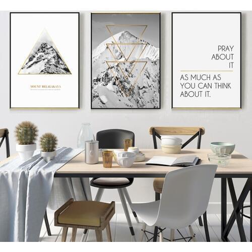 Nordic Canvas Prints and Posters Wall Art Mountain Wall Pictures Geometric for Home Decoration, Modern Paintings Wall Decor