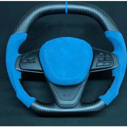 Double D-Shape Cuatomized Carbon Fiber Sports Steering Wheel Alcantara Leather compatible for BMW X1 2016-2020 Mercedes-Benz