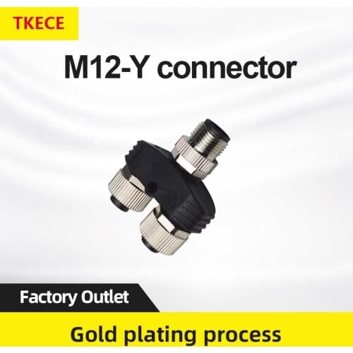 TKECE M12 Y Connector Tee Adapter 4 Pin 5 Pin One Male To Two Female Sensor Distributor Adapter