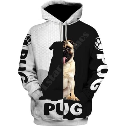 Pug 3D Printed Hoodies Funny Pullover Men For Women Funny Sweatshirts Animal Sweater Drop Shipping