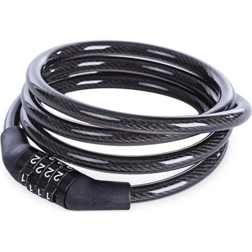 Bicycle Lock 5 Digit Code Combination Bicycle Security Lock 1100mm x 7mm Steel Cable Spiral Cycling Bicycle lock