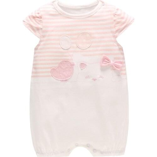 Vlinder Baby Girl Clothes Summer Newborn Rompers Short Sleeves Rompers Infant Clothes Cotton Snug Short Solid Thin Jumpsuit