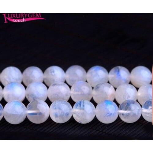 High Quality Natural Blue Moonstone Stone Round Shape Loose Spacer Smooth Beads 4/6/8/10mm DIY Gem Jewelry Accessory 38cm sk63