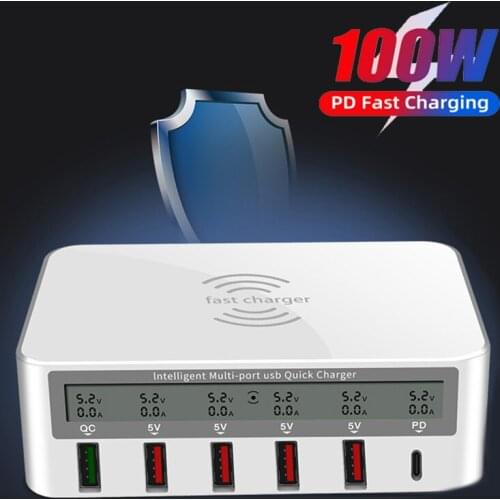 100W USB Chargeing QC 3.0 PD Quick Charge Smart Phone Fast Wireless Charger For iPhone Por Max 12 Xiaomi 11 Huawei P40 Samsung