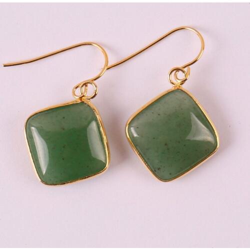 Green Aventurine Stone Dangle Earrings Jewelry For Woman Gift T151