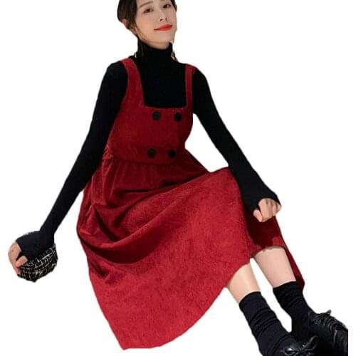 2021 Oversized Autumn Winter Sets T-shirt Suspenders Dress Top Women Knitted Sweater Two-piece Suit Girls Dresses 108A