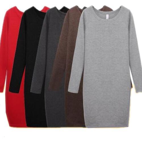 Plus size winter dress XS - 5XL 6XL,FASHION Autumn women thickening long sleeve basic dress,bodysuit office dresses black gray