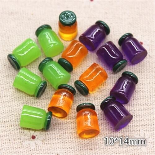 10pcs Cute 3D Resin Simulation Jam Jar Miniature Art Flatback Cabochon DIY Craft Decoration,10*14mm