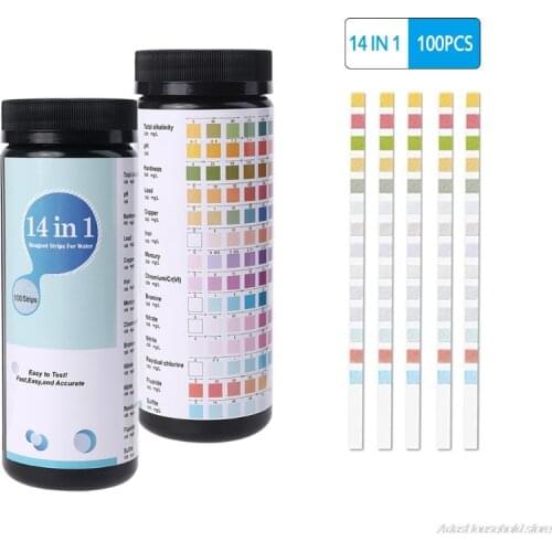 100PCS Upgrade 14in1 Drinking Water Test Strips pH Hardness Alkalinity Lead Copper Iron Mercury Bromine Nitrite Test wholesales