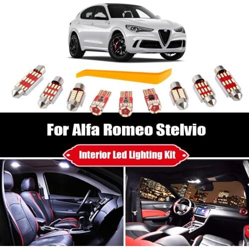 11Pcs For Alfa Romeo Stelvio Canbus Vehicle LED Bulbs Interior Reading Trunk Vanity Mirror Light Kit Car Lamp Accessories