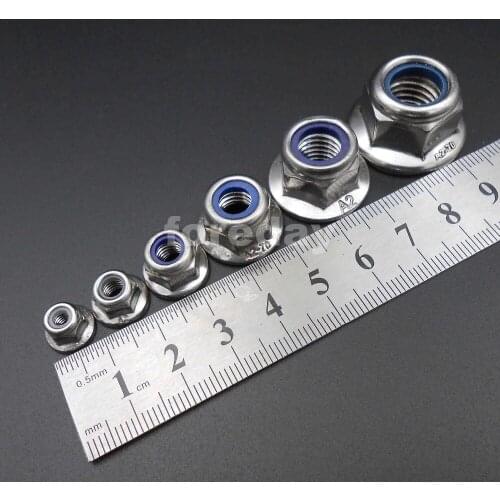 300PCS M3 M4 M5 M6 M8 M10 M12 Nylon Insert Hex Flange Lock Nuts 304 Stainless steel Flange nut A2 A2-70 3MM - 12MM *BT959-964