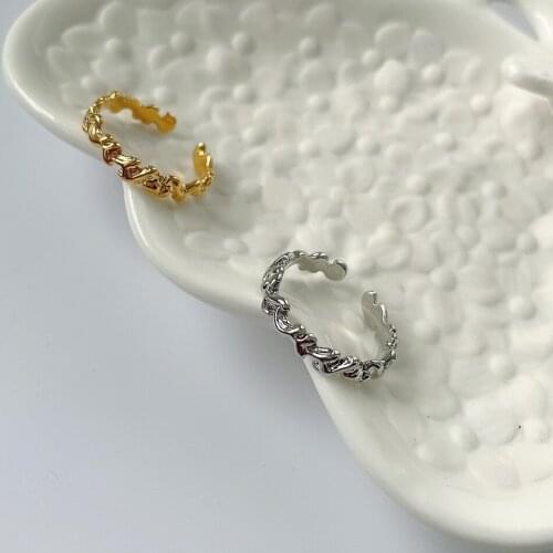 925 Silver Korean Trendy Irregular Rings for Women Couple Minimalist Geometric Gold Silver Jewelry Adjustable Women Ring