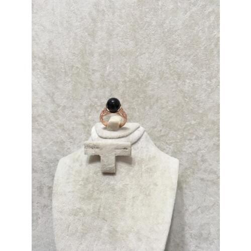 925 sterling silver rose rodajlı Onyx doğaltaşlı ring