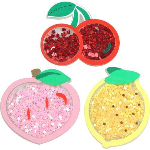 David accessories Fruit Shakers Transparent Acrylic with Sequins DIY Make Hair Clip Phone Decoration,5Yc8233