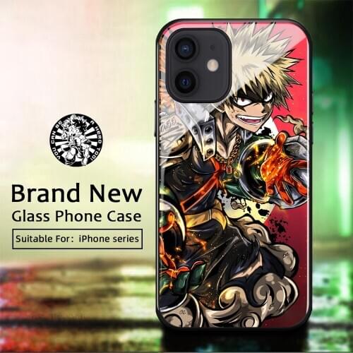 Anime Bakugou Katsuki Case For iphone 12Pro 12MINI 11 11Pro 11ProMax 6 7 8 Plus XR XSMax SE2020 Phone Case Tempered Glass Case