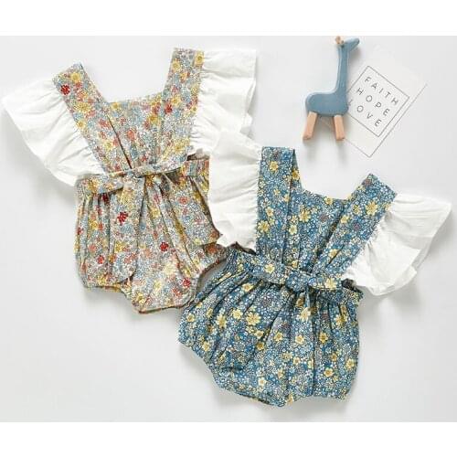 New 2021 Summer Cute Baby Girl Sleeveless Rompers Kids Girl Floral Rompers Baby Girl Newborn Rompers Clothes