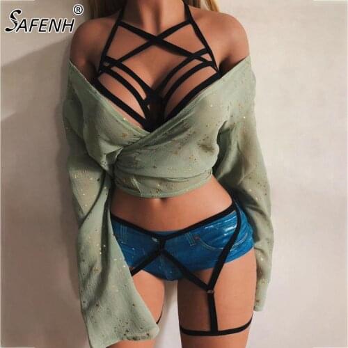 Body Harness Breast Punk Gothic Leg Garter Belts Plus Size Elastic Dance Party Women Summer Lingerie Set