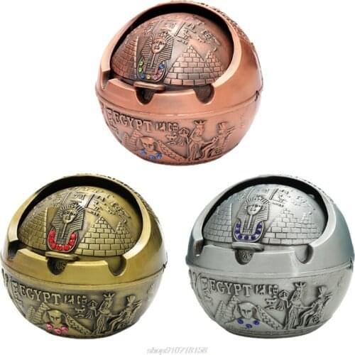 Creative Ashtray with Lid Cigar Cigarettes Ashtray Windproof Metal Ash Tray Home Desktop Decor Jy5 21 Dropship