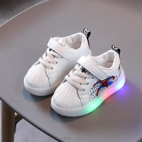 Hot Spiderman Kids Boys Sports Sneakers Children Glowing Kids Shoe Chaussure Enfant Girls Shell head Shoes LED light Size 21-30