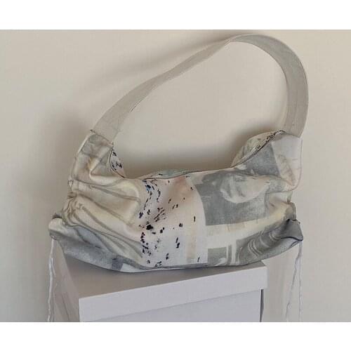 Fashion Printed Canvas Messenger Bag Women Drawstring Soft-Faced Zipper Woman Shoulder Bag High-quality Large-capacity Handbags