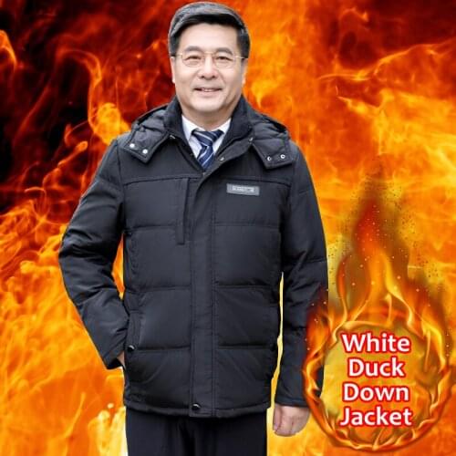 Fashion Warm Thick Winter 90% White Duck Down Jacket For Men Coat Detachable Hooded Warm Mens Parka Coat Men Windproof Parka